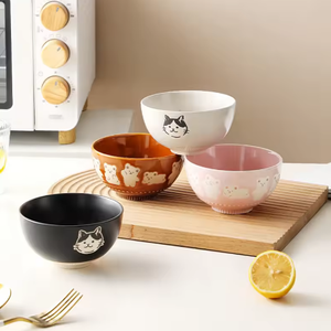 Bol en céramique Kawaii en forme d'ours de 4,5 pouces, bol à riz pour chaton, bol à petit-déjeuner pour chat, bol à lait et à flocons d'avoine, compatible micro-ondes - Product Image 2