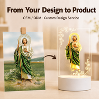 Lampe de Nuit 3D en Acrylique Personnalisée, Vierge de Guadalupe et Saint Jude Thaddée, Design Dieu pour Table et Bureau