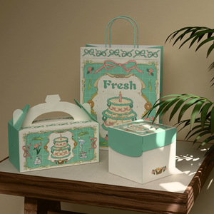 Cake Embossed Eco-Friendly Matt Laminated Paperboard <b>Boxes</b> with Handle and Customizable Shapes - Product Image 6