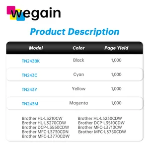 Cartouche de Toner Laser Premium TN243 KCMY Compatible pour les HL-L3270CDW HL-L3230CDW HL-L3210CW Brother