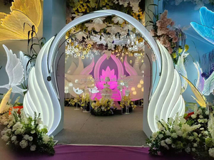 शादी के प्रोप्स w333 * h280cm फूल स्टैंड मेहराब दरवाजे की पृष्ठभूमि विवाह पार्टी समारोह के लिए बड़ी सजावटी मेहराब पृष्ठभूमि - Product Image 2