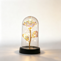 Lampe LED Rose en Feuille d'Or en Gros d'Usine, Veilleuse Fleur Éternelle, Cadeau Romantique pour la Saint-Valentin, Décoration de Table et d'Intérieur