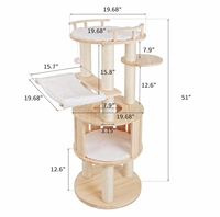 Tour d'escalade pour chat en bois massif et sisal, multi-niveaux, durable, écologique, de haute qualité, vente en gros du fabricant