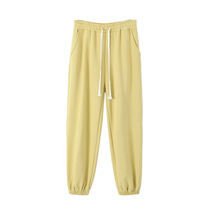 Pantalon de jogging taille haute à cordon de serrage pour femme Runqi N8768 en coton tricoté, grande taille, décontracté et sportif, noir, crème, rose, gris - Product Image 4
