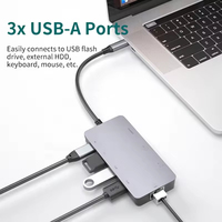 ULT-unite Type-C 8-in-1 poorten aluminium USB hub 2.0 3.0 multifunctionele adapter USB-C splitter laptop desktop computer voorraad
