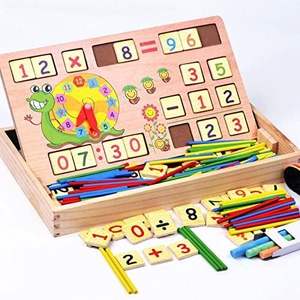 Orologio multifunzionale in legno gioco cognitivo calcolo matematica <span class=keywords><strong>scatola</strong></span> di apprendimento <span class=keywords><strong>Montessori</strong></span> scheda di educazione precoce per bambini - Product Image 4