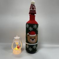 Décorations de table pour fête de Noël, fournitures de décoration pour la salle à manger, housse de bouteille de vin de Noël tricotée
