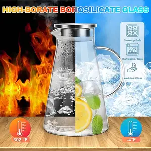 Hot Sales Drinking Glasses Set And Glass Pitcher With Lid Heat-resistant Water Jug