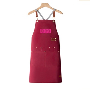 Wholesale High Quality Multi Pocket Kitchen Work Apron Custom Logo Canvas Fabric Aprons Colorful Hair Salon Beauty <strong>Kooking</strong> Chef - Product Image 5