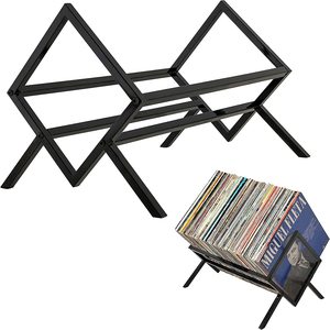 Almacenamiento de discos de vinilo-Soporte de discos de vinilo negro mate Capacidad de 80-100 LP-Soporte de un solo nivel de metal duradero para álbumes