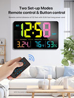 Horloge murale numérique à grand écran, luminosité réglable avec jour et date, heure d'été, alarmes, humidité, température pour bureau, montage mural