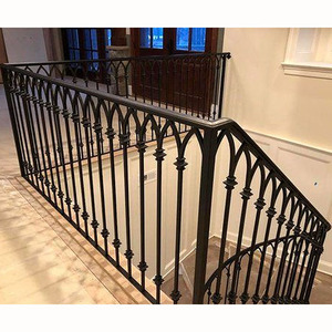 Rampe d'escalier de sécurité, design unique <span class=keywords><strong>sur</strong></span> <span class=keywords><strong>mesure</strong></span>, acier moulé noir antirouille, <span class=keywords><strong>garde</strong></span>-<span class=keywords><strong>corps</strong></span> en fer forgé pour villas - Product Image 1