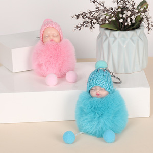 Porte-clés en peluche 3D mignon en forme <span class=keywords><strong>de</strong></span> poupée endormie, breloque <span class=keywords><strong>de</strong></span> sac tendance, pendentif <span class=keywords><strong>de</strong></span> téléphone, porte-clés <span class=keywords><strong>de</strong></span> voiture pour filles, petit cadeau - Product Image 4