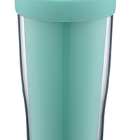 Mug à café isotherme portable en plastique de 14 oz, à double paroi, anti-fuite, pour la randonnée, les voyages, personnalisable, service OEM
