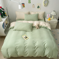 Vente en gros de linge de lit 4 pièces en pur coton 200TC, housse de couette, taie d'oreiller, drap-housse, OEM ODM OEKO TEX, taille personnalisée