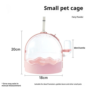 Pembawa hewan kecil portabel dengan botol air kandang <span class=keywords><strong>Hamster</strong></span> Mouse kotak perjalanan pola Solid jenis penutup bernapas untuk hewan peliharaan