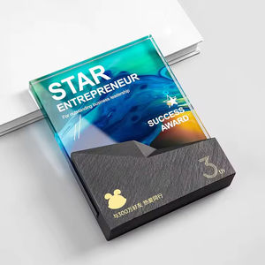 व्यक्तिगत पट्टिका क्रिस्टल ट्रॉफी uv-मुद्रित क्रिस्टल रखरखाव संगमरमर स्टैंड के साथ प्रशंसा पट्टिका - Product Image 3