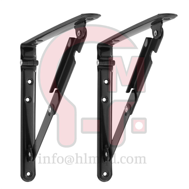 HLM Wall-Mounted Carbon Steel 6 Inch Shelves Long Release Arm Space-Saving Table Desk Bracket Industrial Metal Triangle Bracket