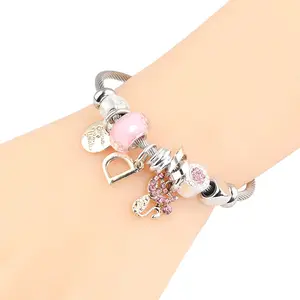 Bracelet breloque en acier inoxydable pour femme, bijoux faits à la main, accessoire de bricolage, grande taille, prise immédiate, livraison rapide, vente en gros, 5 pièces