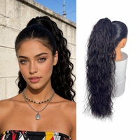 Perruque queue de cheval à pince tendance, style africain, cheveux longs bouclés avec boucles spirales serrées, postiche en fibre synthétique