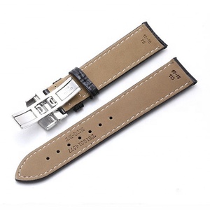 Bracelet de montre 19mm 20mm 21mm 22mm 23mm 24mm fermoir papillon incurvé noir bracelet en cuir croco pour montre Lelocle Couturier - Product Image 6