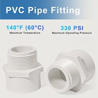 Raccord universel en PVC, adaptateur mâle, raccord de tuyauterie - Douille x filetage mâle, couplage PVC, connecteur de tuyauterie pour plomberie et conduite d'eau