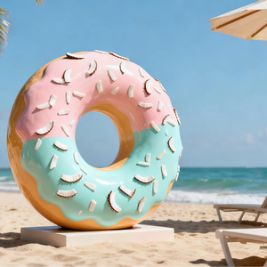 Estatua de Donut <span class=keywords><strong>Gigante</strong></span> de Fibra de Vidrio Pintada a <span class=keywords><strong>Mano</strong></span>, Personalizada con Color y Logotipo, para Decoración de Tiendas al Aire Libre - Product Image 2