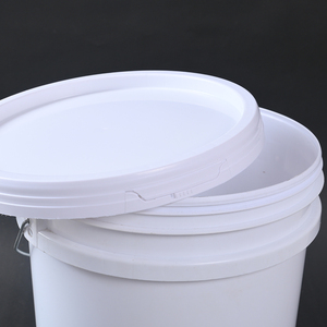 Cubo de Plástico Transparente de Grado Alimenticio, Cubo Redondo de Plástico Blanco con Asa y Tapa, Logotipo y Colores Personalizados - Product Image 3