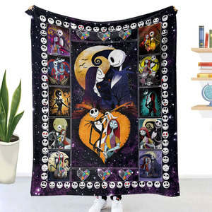 Couverture personnalisée en polaire double face imprimée en 3D numérique, couverture <span class=keywords><strong>Jack</strong></span> <span class=keywords><strong>Skellington</strong></span> et <span class=keywords><strong>Sally</strong></span> pour Halloween - Product Image 3
