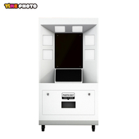 Kiosque photo instantané à monnayeur avec imprimante, écran tactile et armoire éclairée sur roulettes pour lieux de divertissement