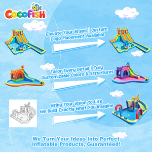 Castillo Inflable Cocofish con Tobogán Acuático, Casa de Brinco Oxford con Piscina y Pistolas de Agua - Parque Acuático <span class=keywords><strong>para</strong></span> Niños en el Patio Trasero - Product Image 5