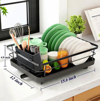Égouttoir à vaisselle moderne et écologique pour comptoir de cuisine avec système de drainage intelligent, porte-couverts amovible et structure en fer