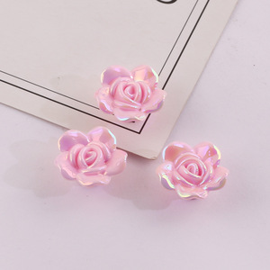 Perles acryliques plaquées or rose 3D en forme de fleur 12 mm Couleurs aléatoires Printemps 2024 pour la fabrication de bijoux Accessoires DIY - Product Image 5