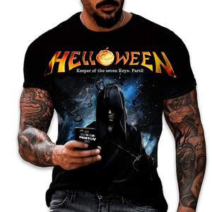 Pesante nuovo Unisex personalizzato All Over Print OEM e ODM top Metal <span class=keywords><strong>Rock</strong></span> <span class=keywords><strong>Band</strong></span> Helloween 3D stampa digitale camicia per uomo e bambino - Product Image 5