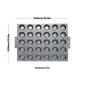 30 Cavity 16.9"x12.6" Non Stick Carbon Steel Muffin Cake Baking Tray/Mold
