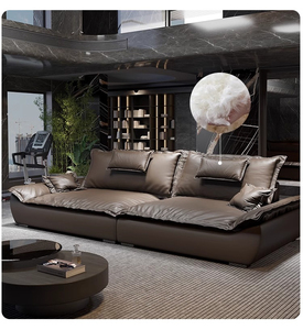 أريكة جلدية فاخرة مستوحاة من السيل لعام <span class=keywords><strong>2026</strong></span>، مقعد عميق وواسع للغاية، ظهر قابل للتعديل، تصميم مستقيم يشبه العش - Product Image 2