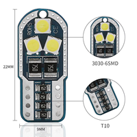 2/10 Stück T10 W5W 194 168 Auto-LED-Blinkerlichter Leselampen Glühbirnen Auto-Tür-Rückleuchten 3030 6SMD Weiß Rot Gelb Eisblau DC12V