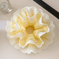 Élastique à cheveux double couche en dentelle et perles, accessoire de luxe pour chignon et queue de cheval basse, vente en gros d'accessoires de mode pour femmes