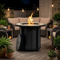 Table de foyer au gaz naturel de 30 pouces, 50000 BTU, construction en acier, chauffage extérieur écologique pour jardin et cour - Noir