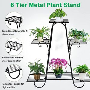 Support à fleurs en métal classique à 4 niveaux, en fonte noire thermolaquée de 4 mm d'épaisseur, pour la maison, le jardin et les mariages, vente en gros - Product Image 5