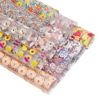 30CM * 120CM Design Fleur Arc-En-Ciel Lion Dessin Animé Motif PVC Vinyle Cuir Transparent pour Cheveux Accessoires DIY Matériaux