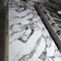 Plaque de marbre UV haute brillance, imperméable, ignifuge, en PVC, pour la décoration murale de la maison