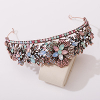 LUOXIN Diadème de mariage baroque vintage en cristal coloré couronne royale de reine gelée pierre de strass