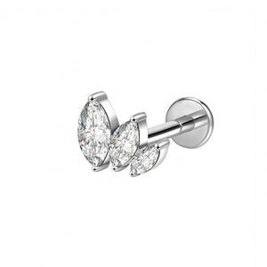 Hot Sale Jewelry G23 F136 <b>Titanium</b> Labret Flatback Tragus Earring Stud Internal Thread Zircon Lip <b>Rings</b> Cartilage Helix Piercing - Product Image 3