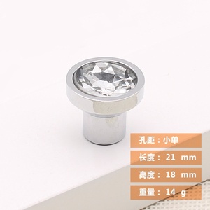 Kitchen Single-Hole Diamond Crystal Handle <b>Silver</b> + Gold Durable Zinc Alloy <b>Drawer</b> Pull Hardware for Bedroom Wardrobe Cabinet - Product Image 4