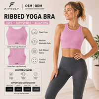 FITVOLT Sujetador deportivo tipo top para mujer, sin costuras, transpirable, ecológico, que absorbe el sudor, de soporte medio, con copas fijas, para yoga y deporte