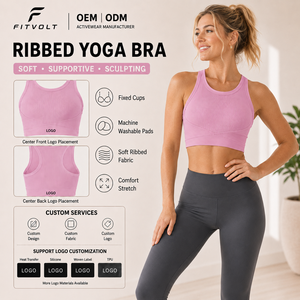 FITVOLT Reggiseno Sportivo <span class=keywords><strong>da</strong></span> Donna Senza Cuciture, Traspirante, Eco-Friendly, Anti-Sudore, Sostegno Medio, con Coppe Fisse, per Yoga e Sport - Product Image 1