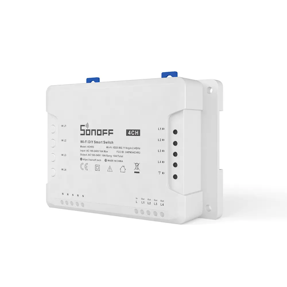 Sonoff 4CH R3 4 Gang Smart WIFI Switch Din Rail Mounting Wireless Remote Control Timer DIY Switch Via Ewelink