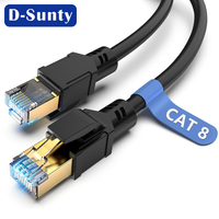 Fabricant chinois Cat 8 cuivre nu 28AWG Lan câble Ethernet Cat8 40Gbps SFTP RJ45 8P8C ROHS câbles réseau CAT8 1M cordon de raccordement