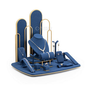 อุปกรณ์จัดแสดงเครื่องประดับไมโครไฟเบอร์สีน้ำเงินแบบกำหนดเอง แท่นวางเครื่องประดับ ที่วางโชว์เครื่องประดับ - Product Image 3